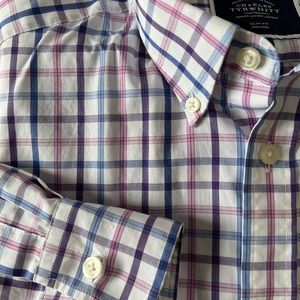 Charles Tyrwhitt Button-Down Collar Non-Iron Check Shirt - Blue Purple …